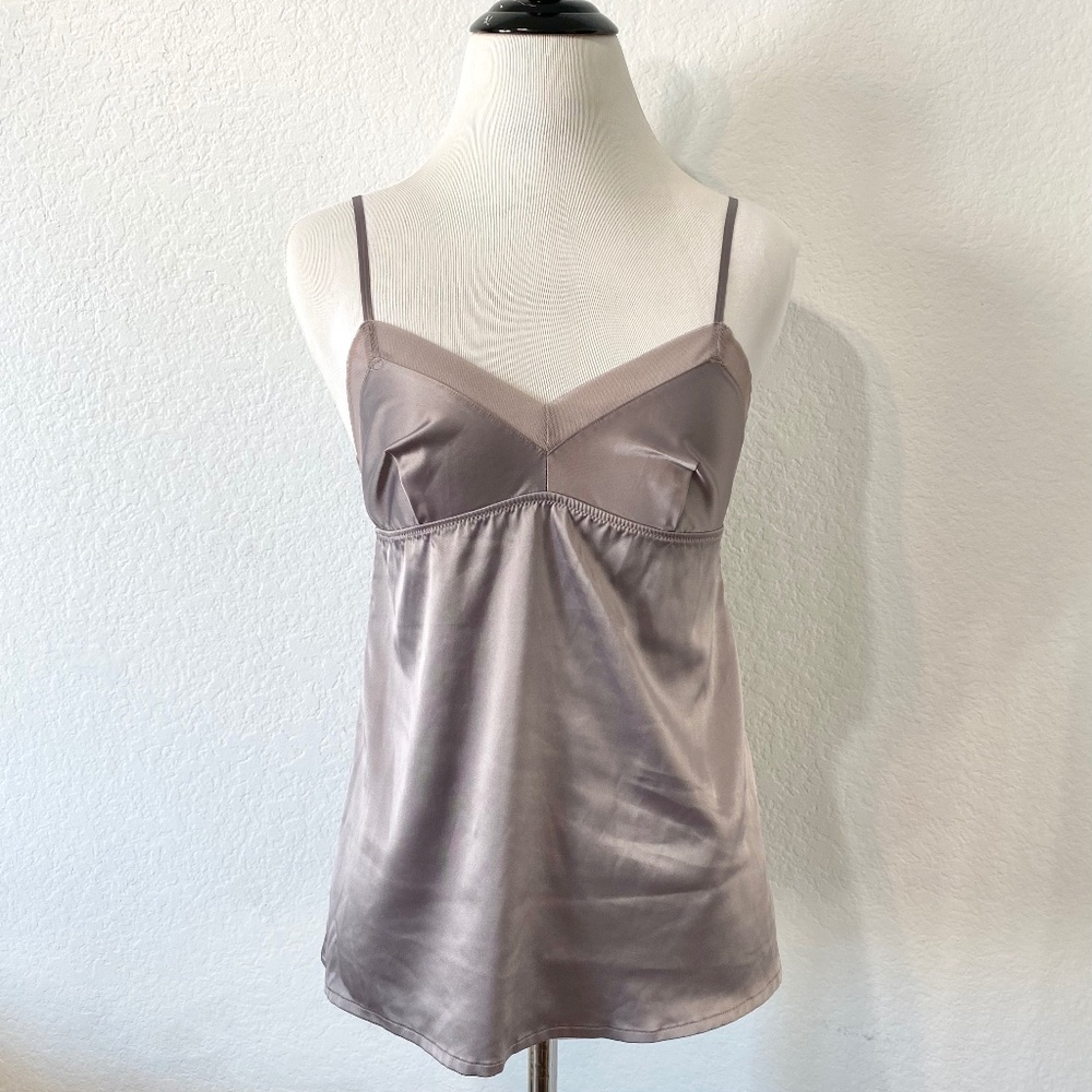 Gap Body Satin Camisole Tank Top Gray V-Neck